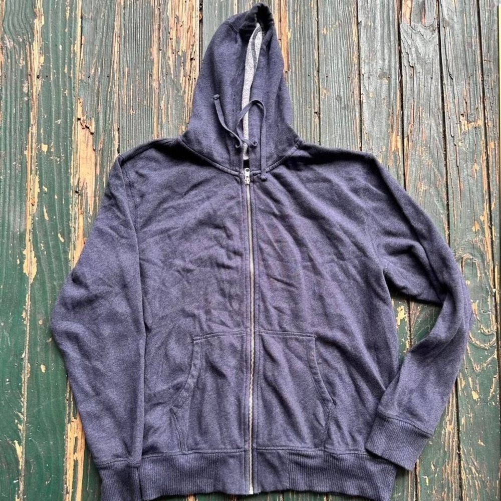Gap Grey zip-up hoodie with a worn-in look